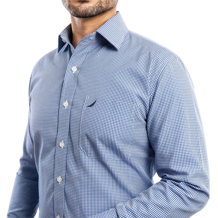 Nautica Camisa para Caballero Azul Cuello 15.5 Manga 32/33