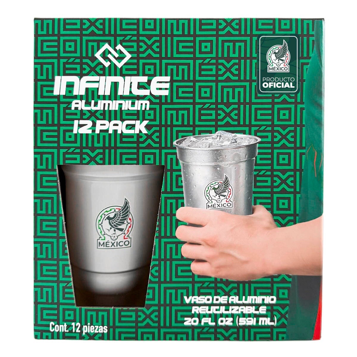 Infinite Vasos de Aluminio 12 pzas de 591 ml