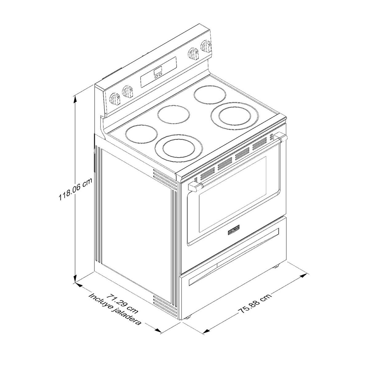 Maytag Estufa Eléctrica de Piso de 76cm con 5 Quemadores Maytag Estufa Eléctrica de Piso de 76cm con 5 Quemadores