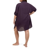 Lands' End Camisa de Playa para Dama Morado Mediana/Larga