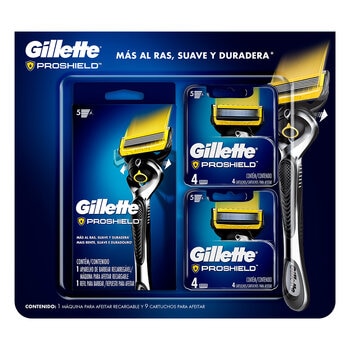 Gillette ProShield Máquina Para Afeitar Recargable + 9 Repuestos Para Afeitar