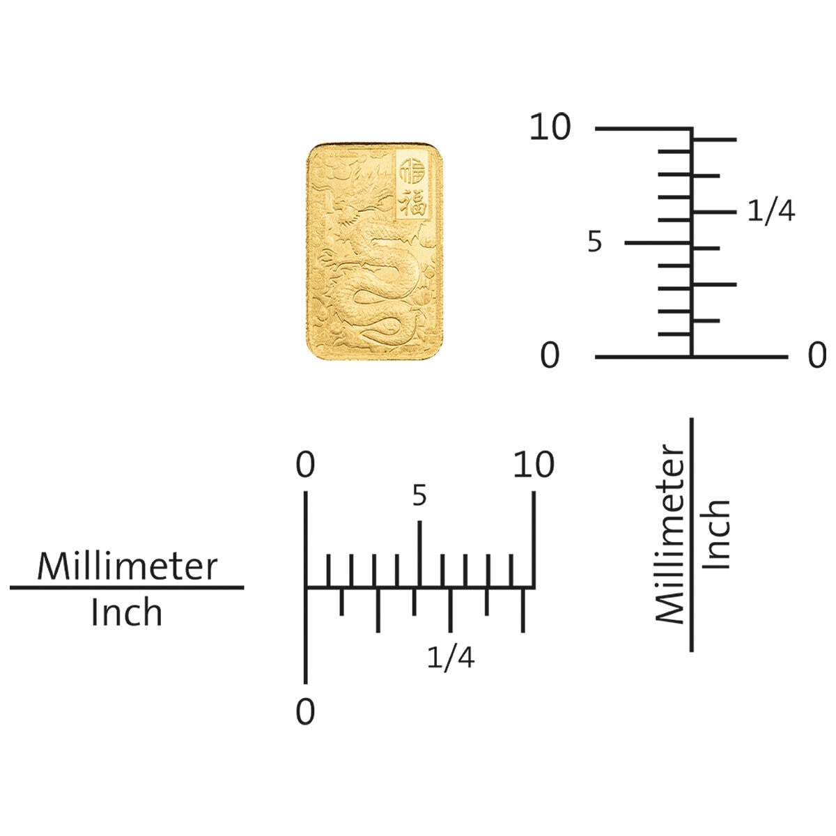 Lingotes de Oro 25 pz de 1g c/u PAMP, Dragón Buena Suerte