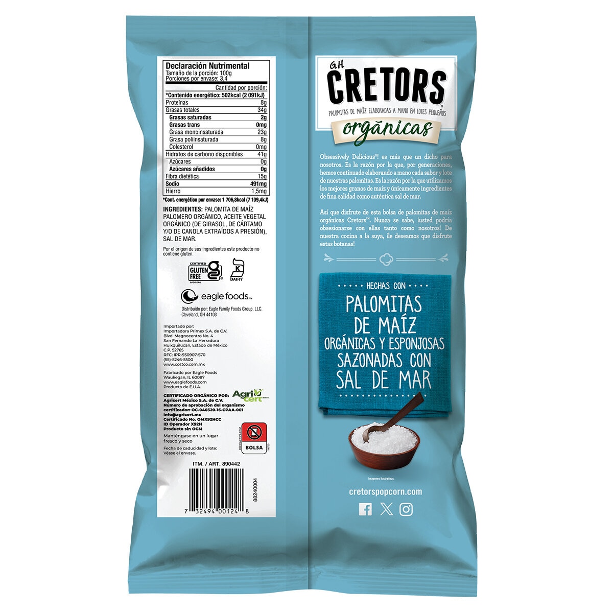 G.H Cretors Palomitas de Maíz Orgánicas con Sal 340 g