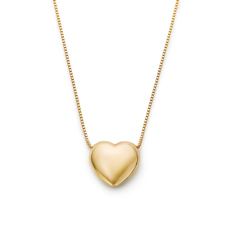 Dije de Corazon Inflado, Oro Amarillo 14K Dije de Corazon Inflado, Oro Amarillo 14K