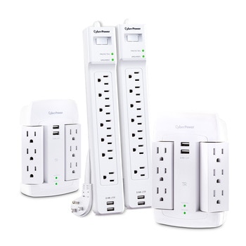 CyberPower, Supresores con Multicontactos, Cargador USB y Protección de Voltaje 4 Pack