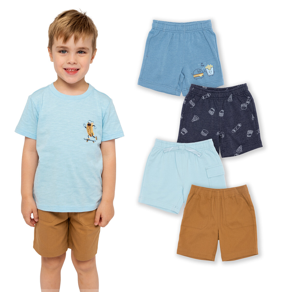 Pekkle Pekkle Shorts 4 piezas para Niños y Niñas Bocadillos 5 Años