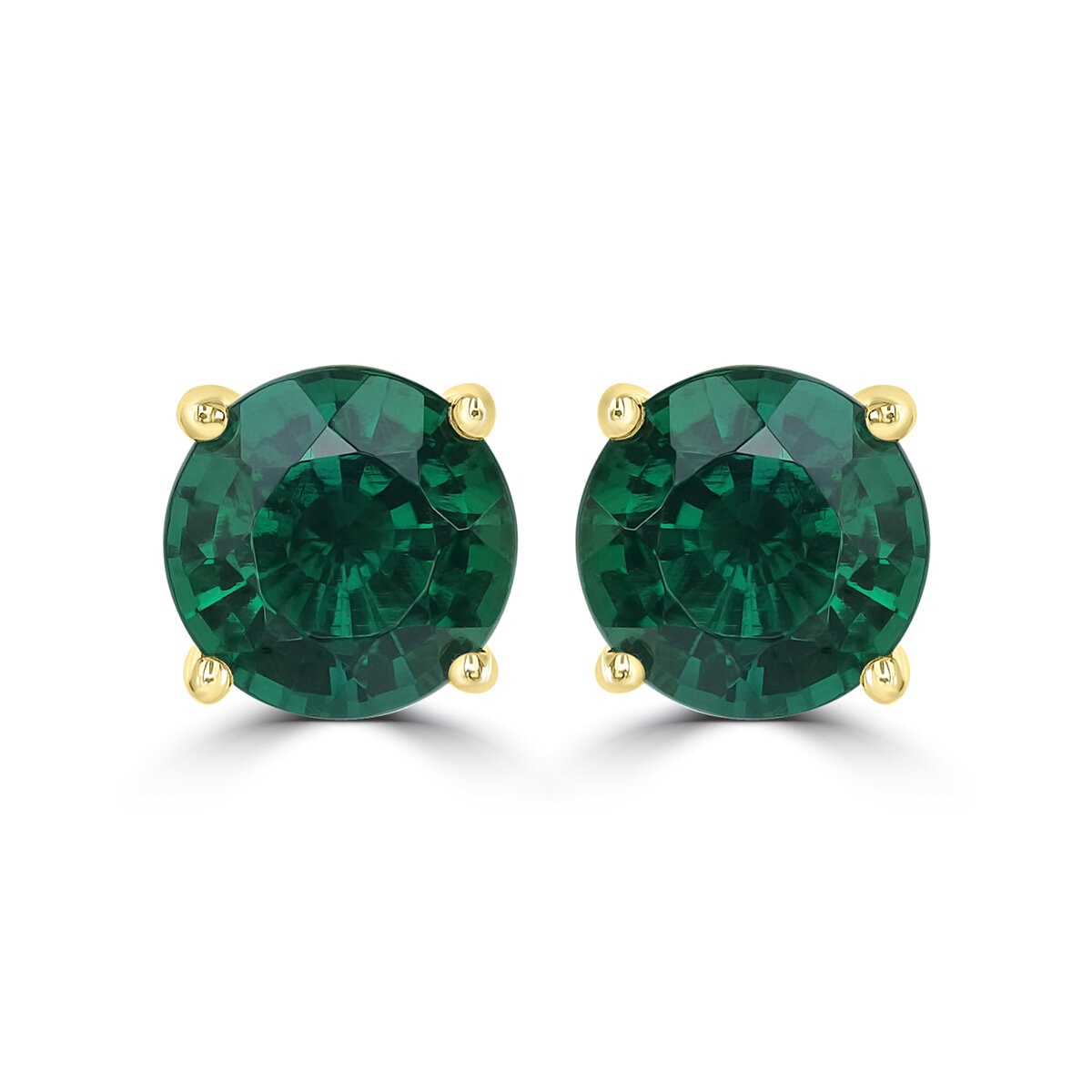 Aretes de Esmeralda Creada, Oro Amarillo de 14K