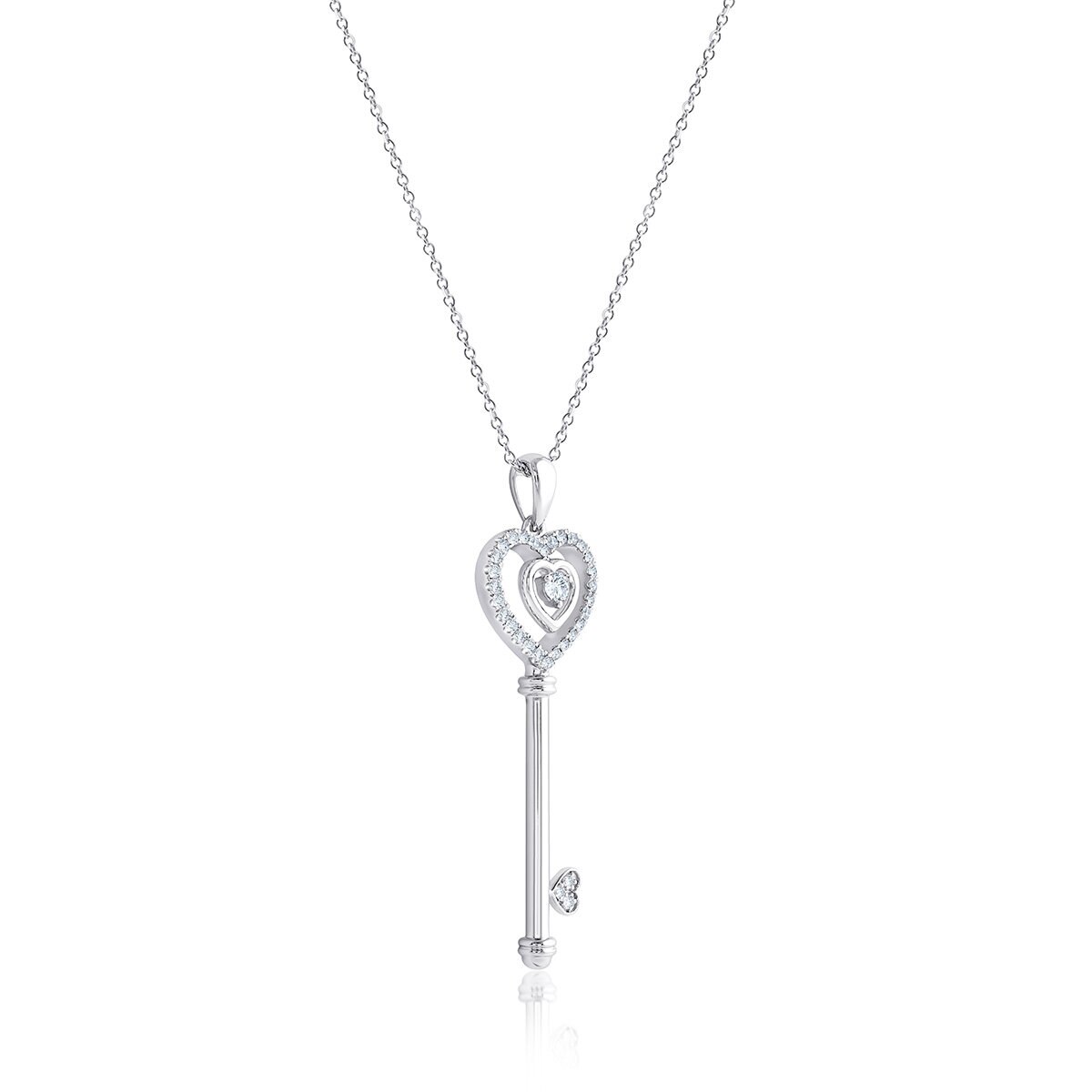 Dije de Diamantes 0.30ctw, Llave de Corazon, Oro Blanco 14K Dije de Diamantes 0.30ctw, Llave de Corazon, Oro Blanco 14K