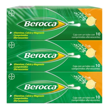 Berocca Vitaminas Calcio y Magnesio 3 Tubos de 10 Comprimidos Efervescentes c/u