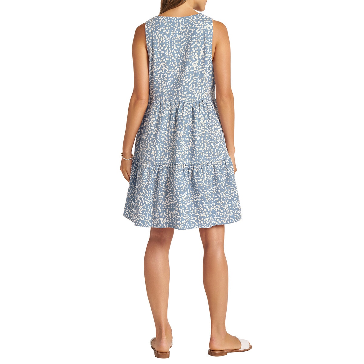 Matty M Vestido Tipo Lino para Dama Azul Grande