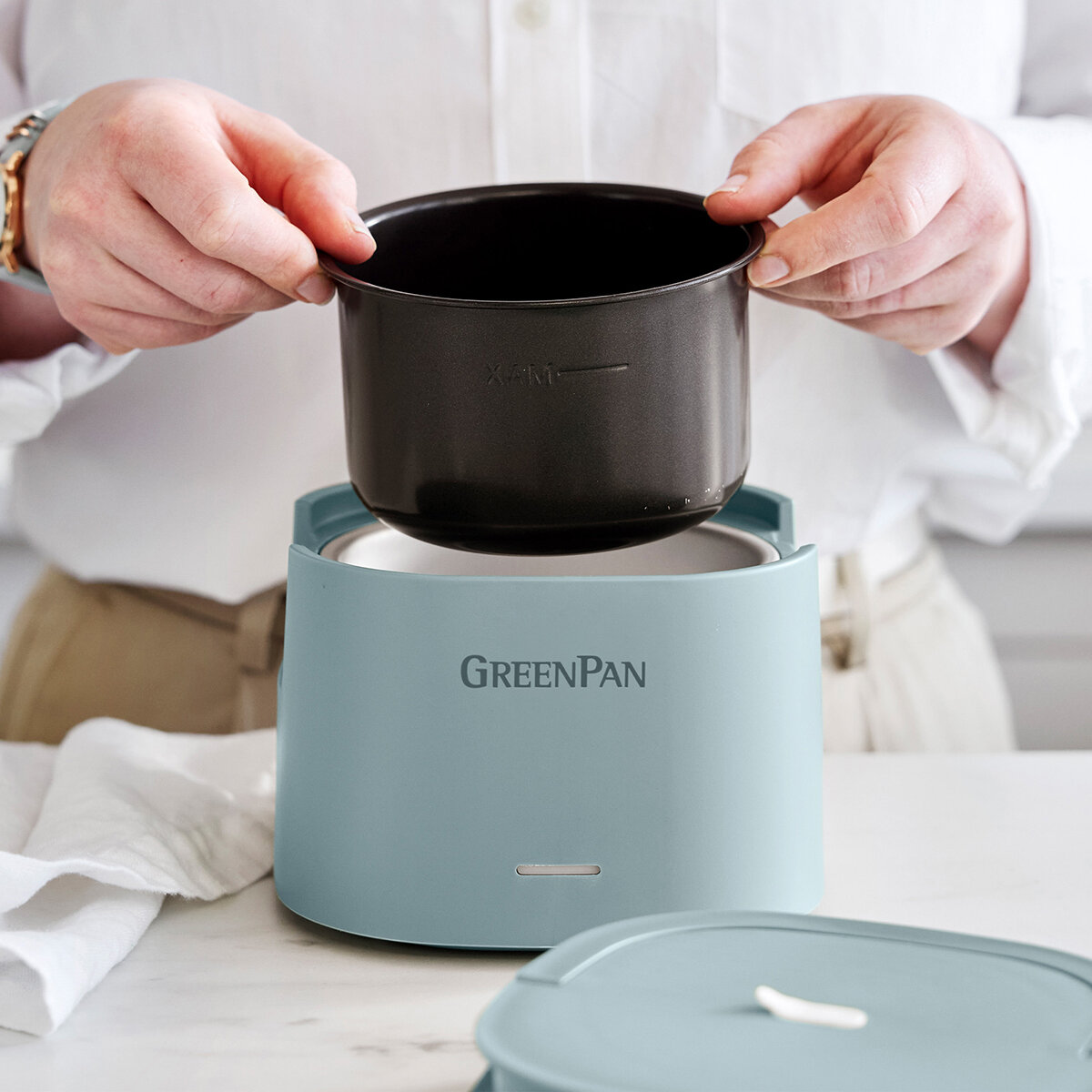 GreenPan, Lonchera Eléctrica con Tazón Antiadherente de Cerámica, 2 piezas