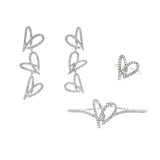Mayfer, Juego de Corazones, Anillo, Aretes y Pulsera, con Cristal Austríaco