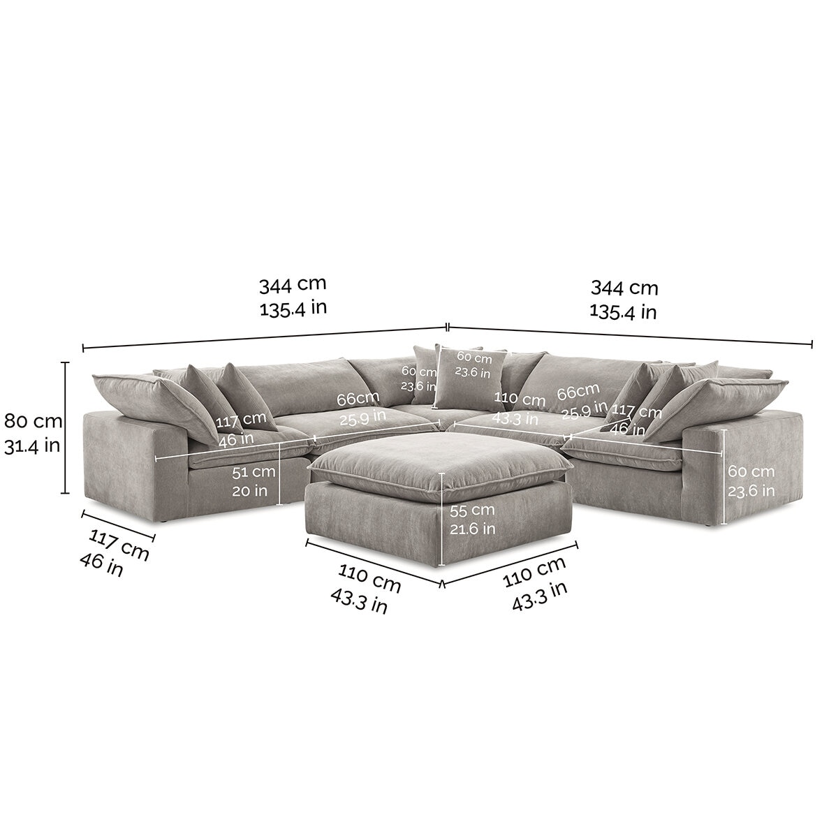 Aiden & Ivy, Sofá Modular de Tela de 6 Piezas