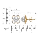 Aretes de Perlas Cultivadas y Diamantes 0.20ctw, , Oro Blanco de 14kt