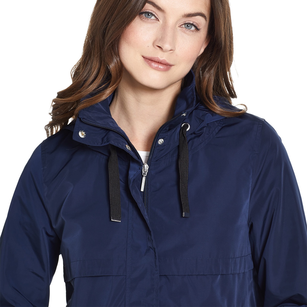 Weatherproof, Chamarra tipo Anorak con Gorro para Dama, Azul Marino