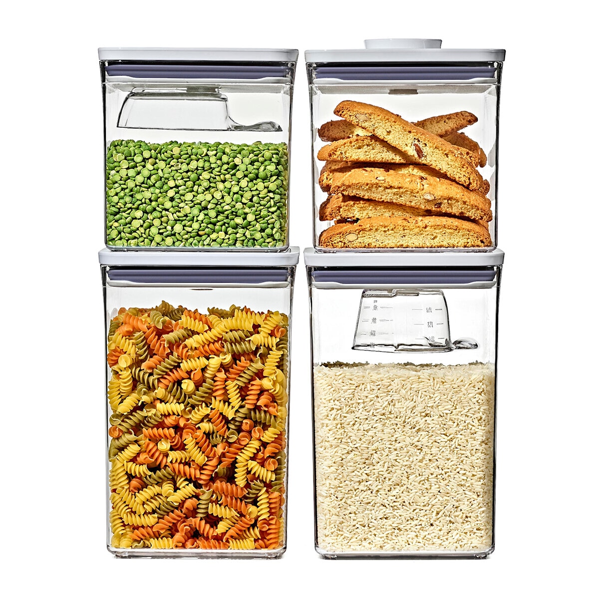 OXO Set de 4 Contenedores de Plástico con Tapas y Accesorios