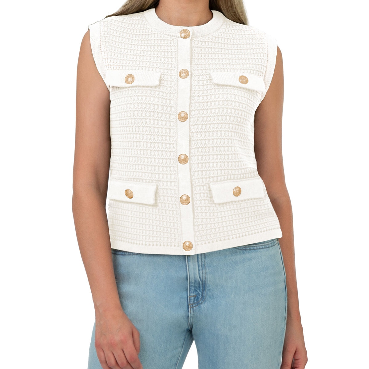 BLANKNYC Chaleco punto para Dama Crema Chica