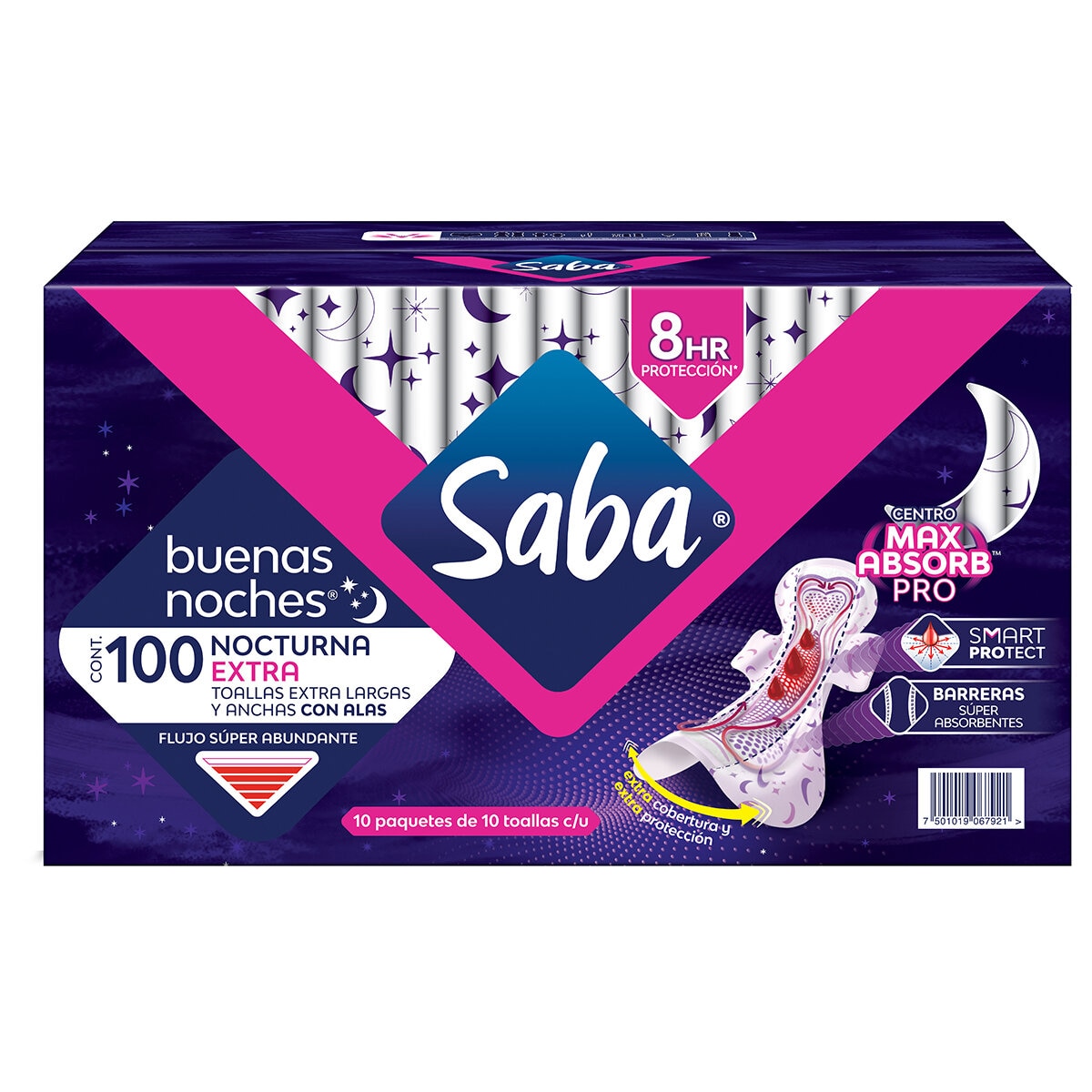 Saba Buenas Noches Extra Toallas Femeninas 100 Pzas