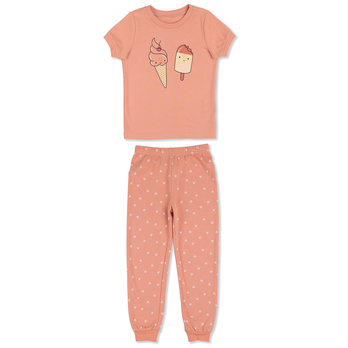 Pekkle Pijamas 4 piezas para Niños o Niñas Helado / Corazón 3 Años