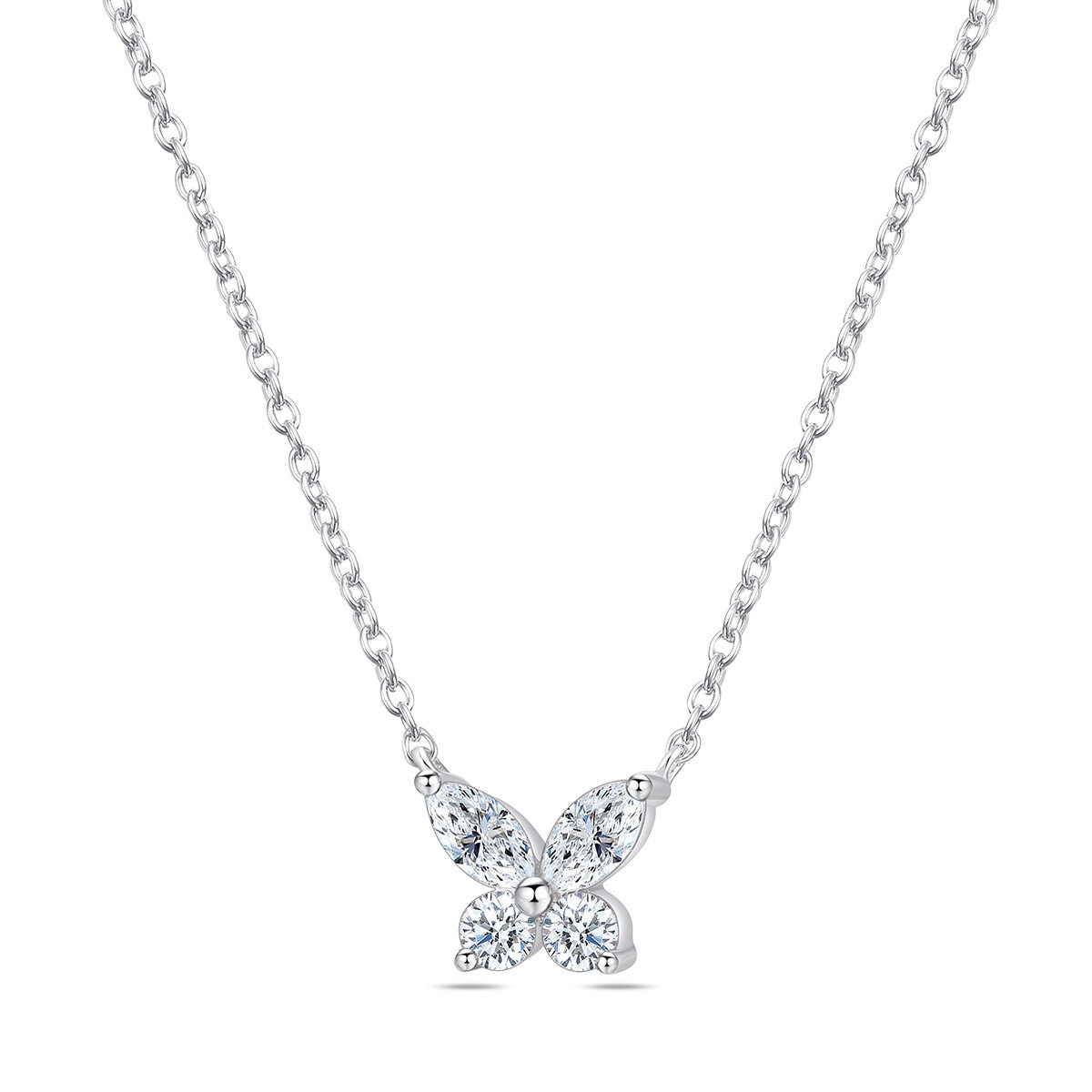 Collar de Diamantes 0.41ctw, con Dije de Mariposa, Oro Blanco 14K Collar de Diamantes 0.41ctw, con Dije de Mariposa, Oro Blanco 14K