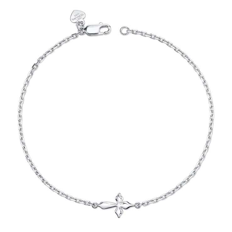 Pulsera para Bebé, Cruz, Oro Blanco de 14kt Pulsera para Bebé, Cruz, Oro Blanco de 14kt