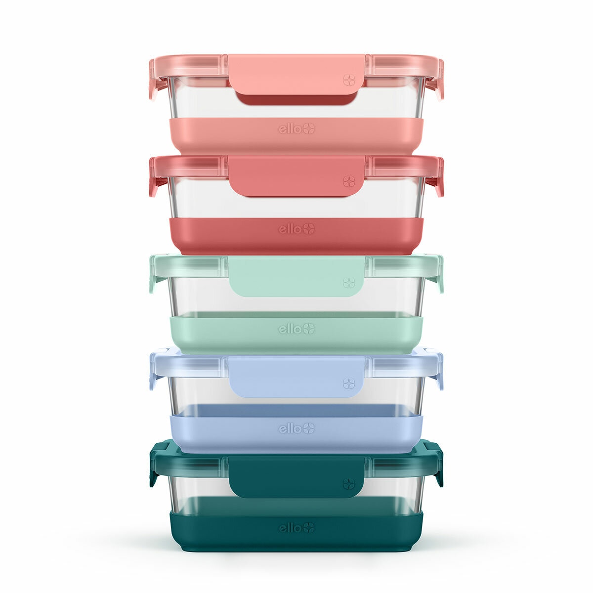 Ello Juego de Recipientes de Vidrio para Alimentos con Antideslizantes, 10 Piezas Ello Juego de Recipientes de Vidrio para Alimentos con Antideslizantes, 10 Piezas