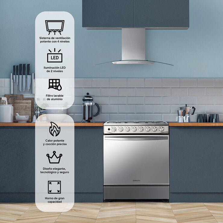 Samsung Combo de Estufa 6 Quemadores y Campana 75cm Samsung Combo de Estufa 6 Quemadores y Campana 75cm