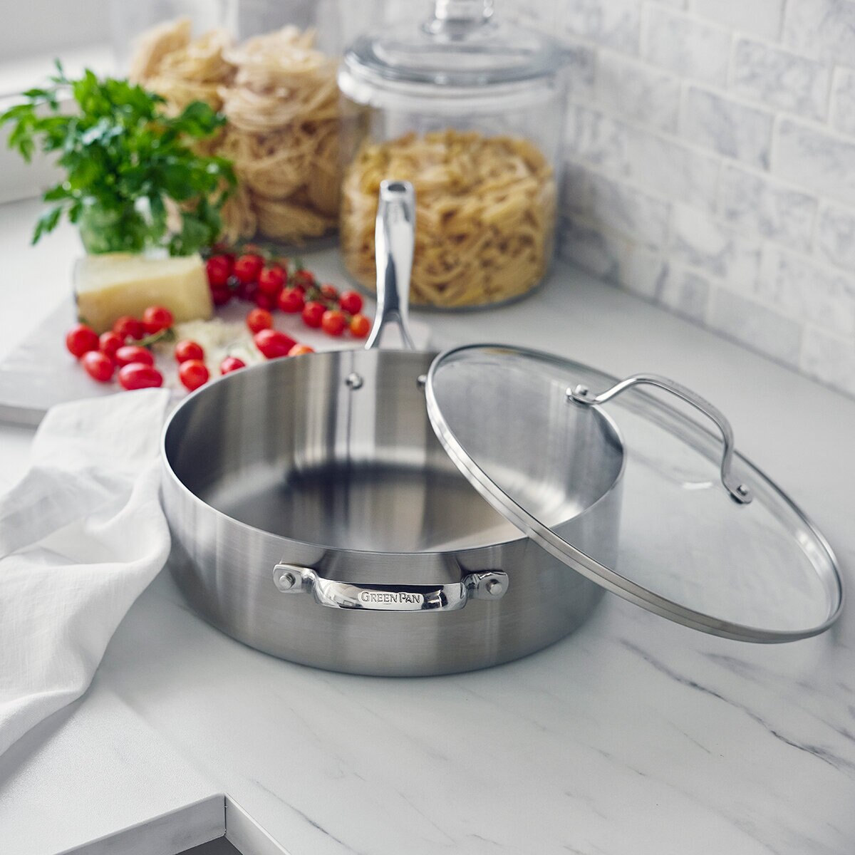 GreenPan, Sartén con Tapa de Acero Inoxidable de 4.73 L