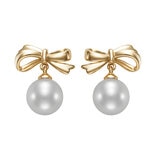 Aretes de Perlas Cultivadas Agua Dulce, 6.5-7.0mm, Oro Amarillo de 14K