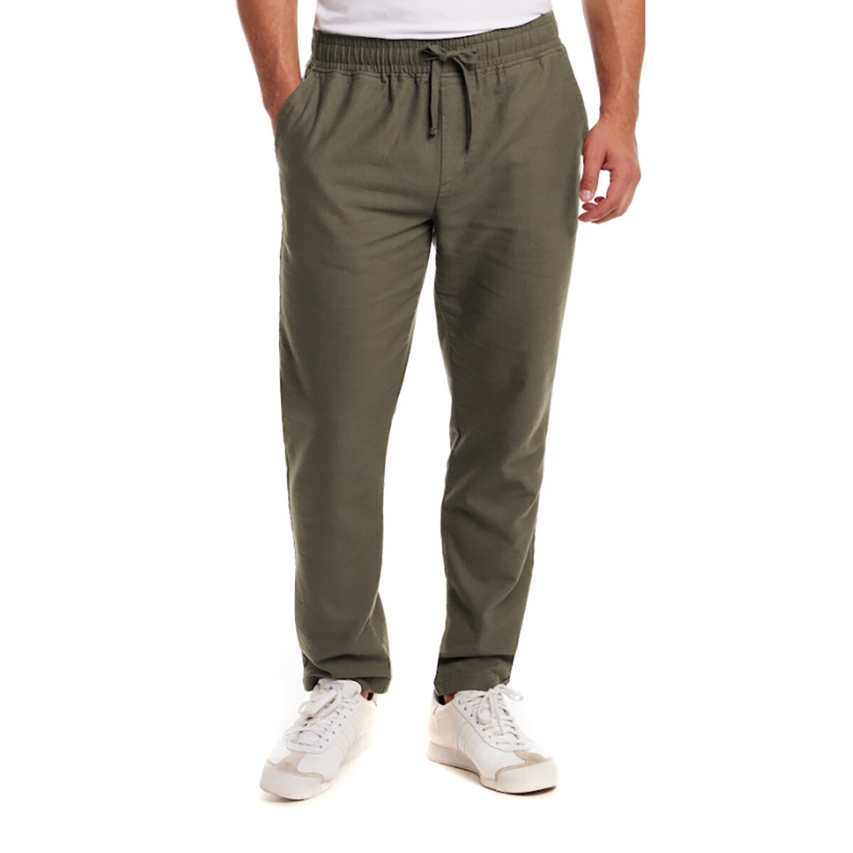 Vintage & Black Pantalones tipo Lino para Caballero Verde Extra Grande