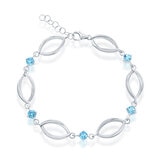 Pulsera de Topacio Azul, Oro Blanco de 14K