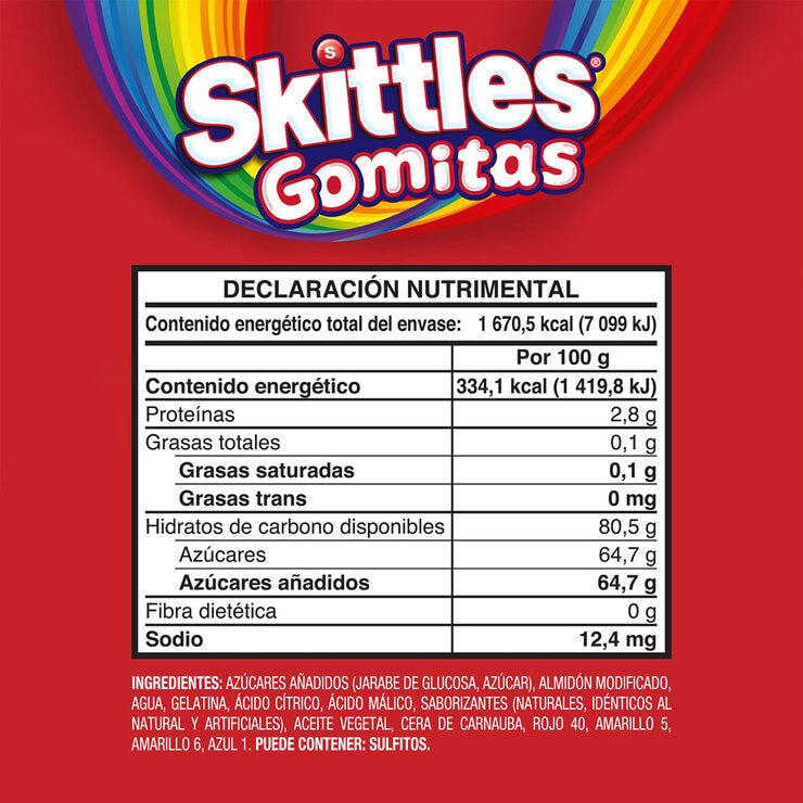 Skittles Gomitas de Dulce Sabores Frutales 10 pzas de 50g