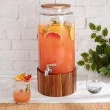 Studio Tu. Dispensador de Vidrio con Base de Madera de Acacia para Bebidas de 8.3L