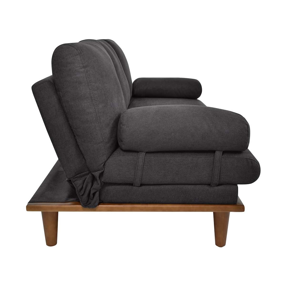 Violanti, Sofa Cama de tres plazas con Brazos y Patas de Madera