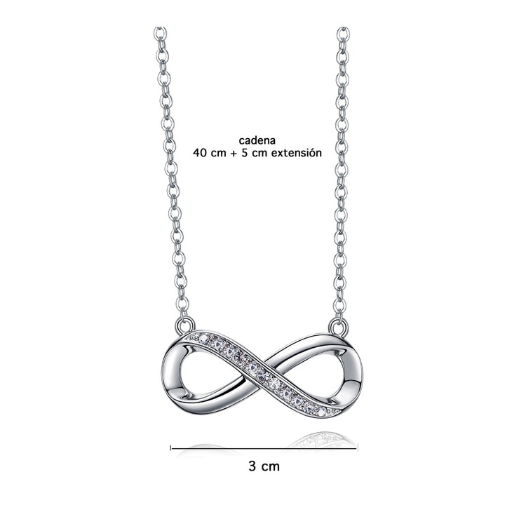 Mayfer, Collar de Metal con Dije en Forma del Signo de Infinito, Decorado con Cristal Austríaco Mayfer, Collar de Metal con Dije en Forma del Signo de Infinito, Decorado con Cristal Austríaco