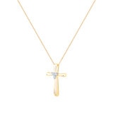 Dije de Cruz de Diamantes, 0.12ctw, Oro Amarillo de 14K, 45.72cm