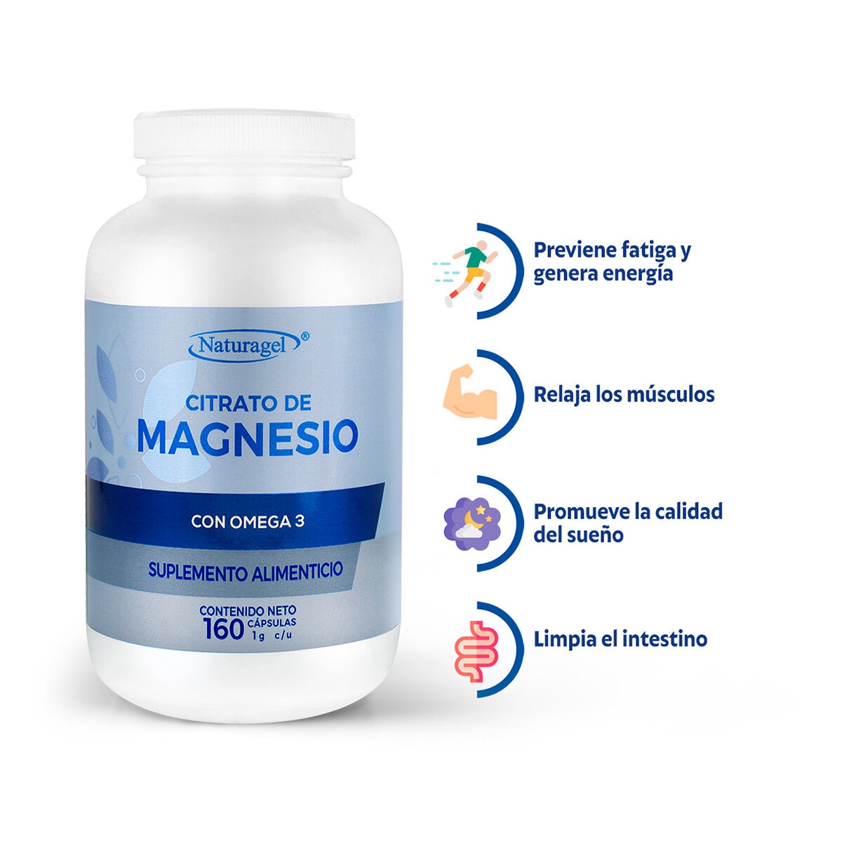 Contar Peculiar índice Naturagel Citrato de Magnesio con Omega 3 160 Cápsulas | ...