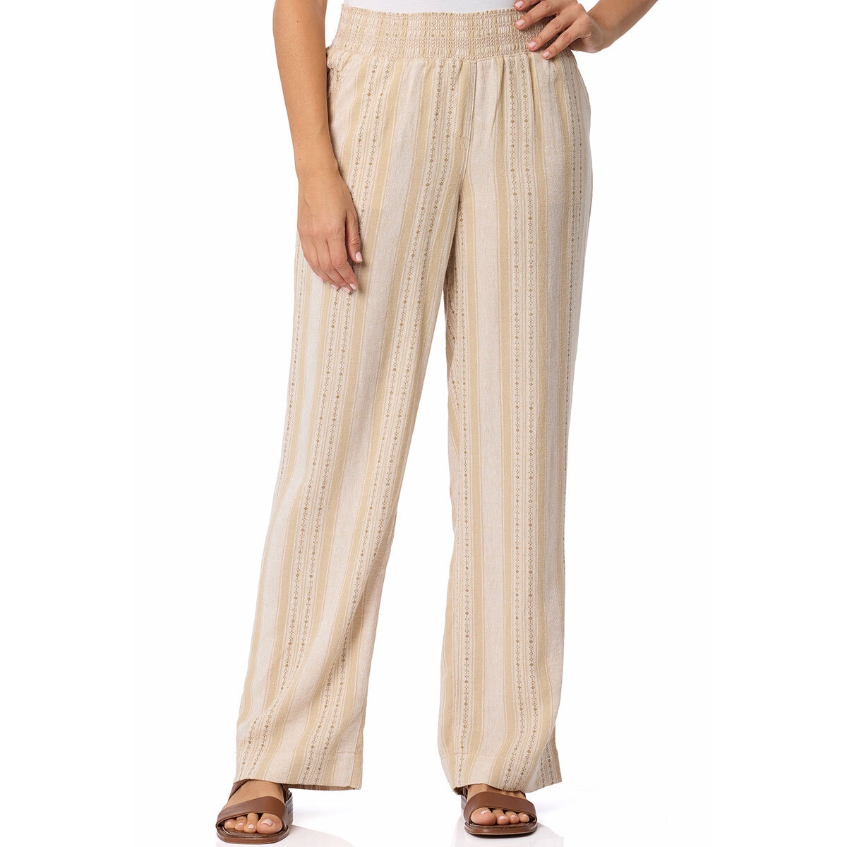 Briggs Pantalones tipo lino para Dama Café Chica
