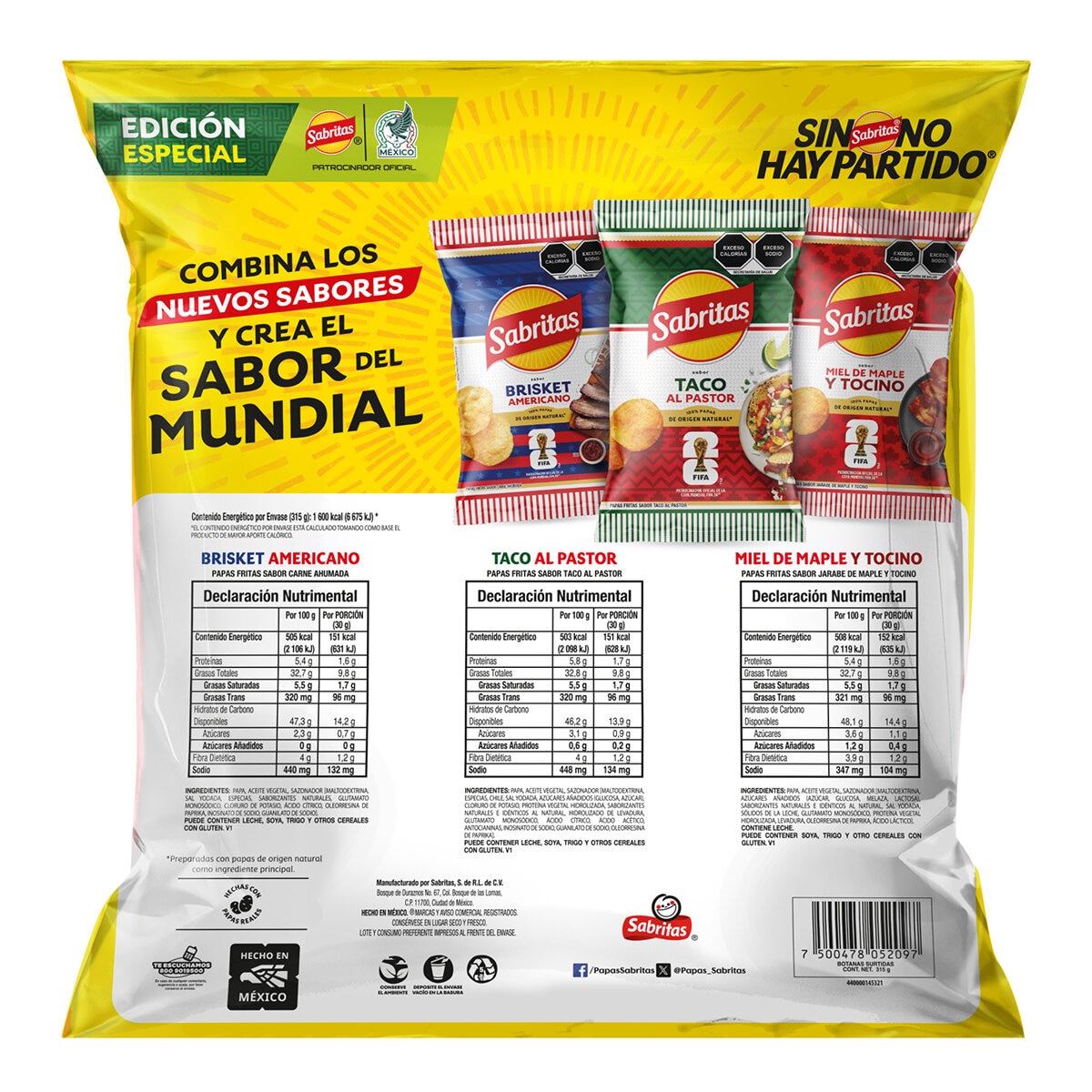 Sabritas Variedad Mundial 3/105 g Sabritas Variedad Mundial 3/105 g