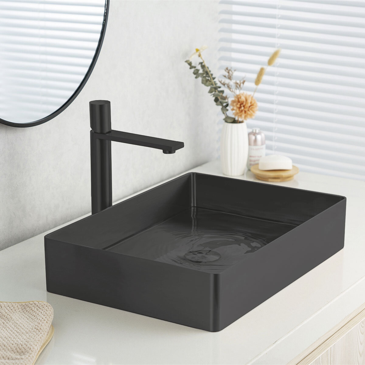 Rubinett, Ovalin de Baño Rectangular - Negro Mate