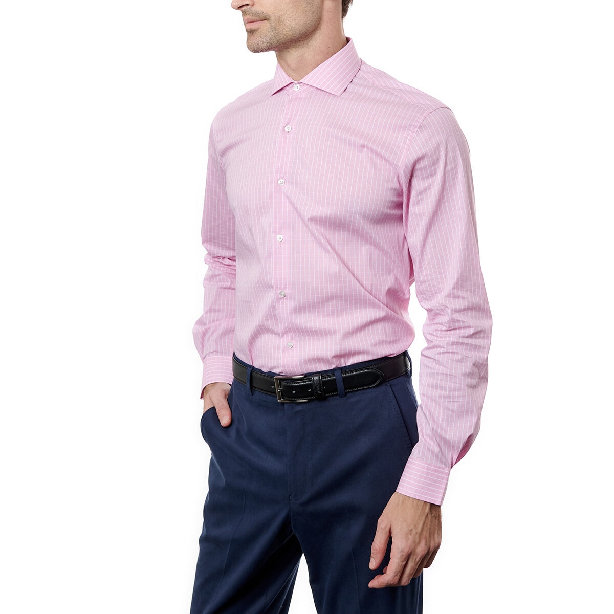 DKNY Camisa para Caballero Rosa Cuello 15.5 Manga 34/35
