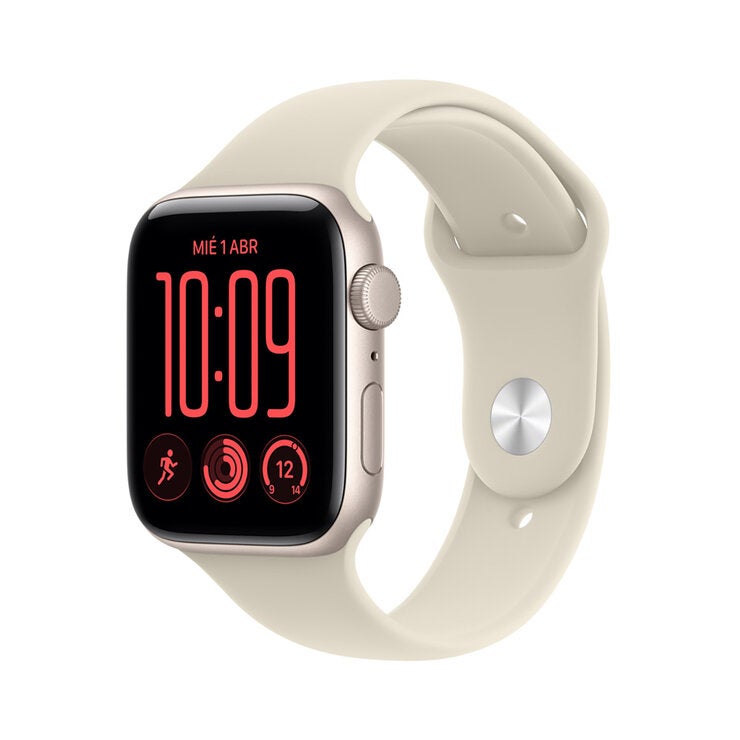 Apple Watch SE 3 (GPS) 44mm Aluminio Blanco Estelar + Correa Deportiva Arena - Talla M/L Apple Watch SE 3 (GPS) 44mm Aluminio Blanco Estelar + Correa Deportiva Arena - Talla M/L