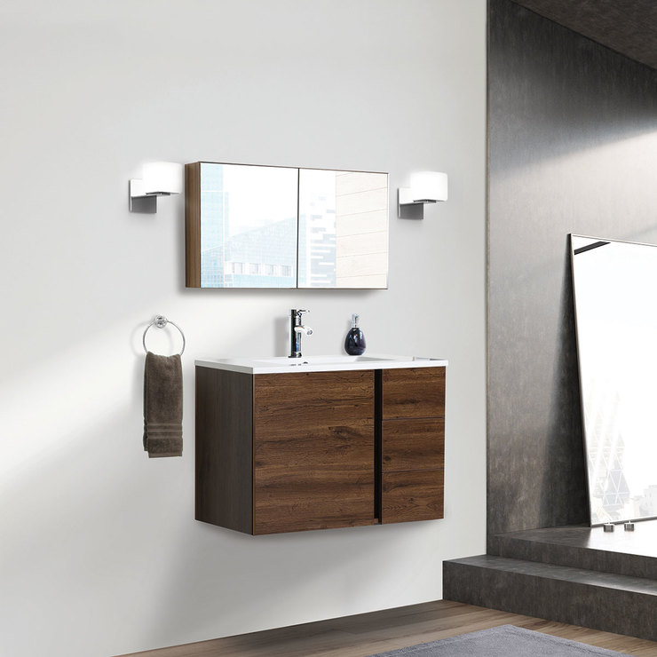 15WEST, mueble de baño empotrable 30" con gabinete medicinal color