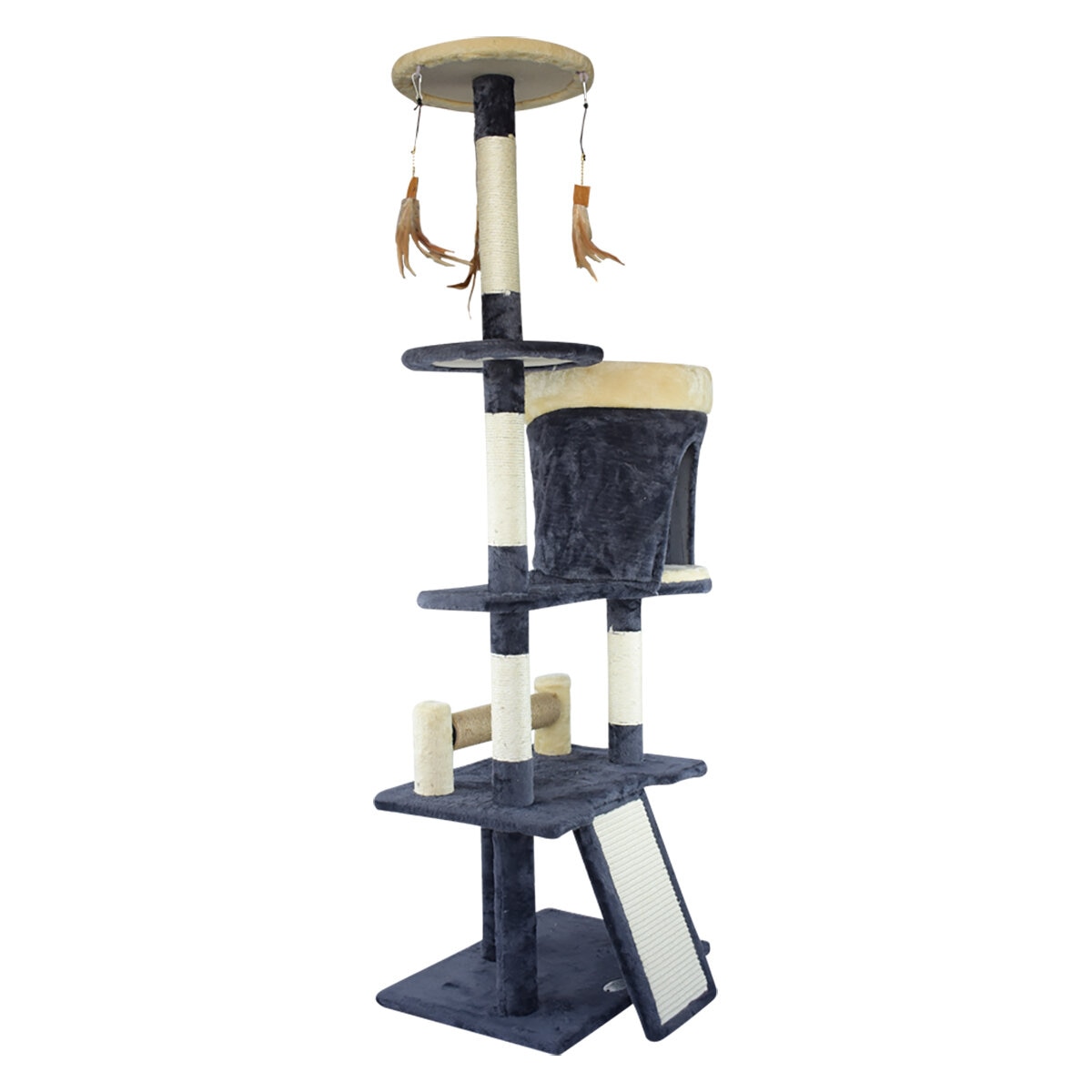Fancy Pets Mueble para Gato con Escalera, Casa, Rampa, Juguete y Postes Rascadores 143 cm