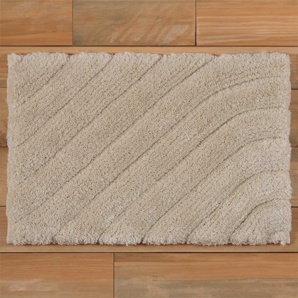 Riviera Home Tapete Para Baño con Diseño de Ondas 60 cm x 91 cm  Beige