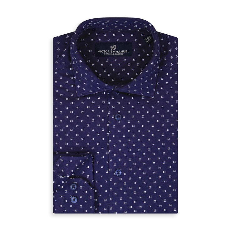Victor Emmanuel Camisa para Caballero Azul Cuello 16.5 Manga 34/35