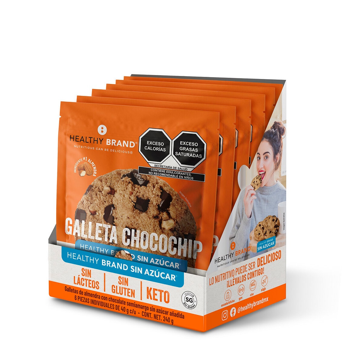 Healthy Brand Galletas Keto con Chispas de Chocolate 6 pzas de 40 g