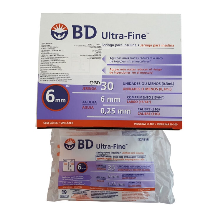 BD Jeringa Ultra-Fine 0.3mL 31G 6mm c/100 Piezas Autocontenidas