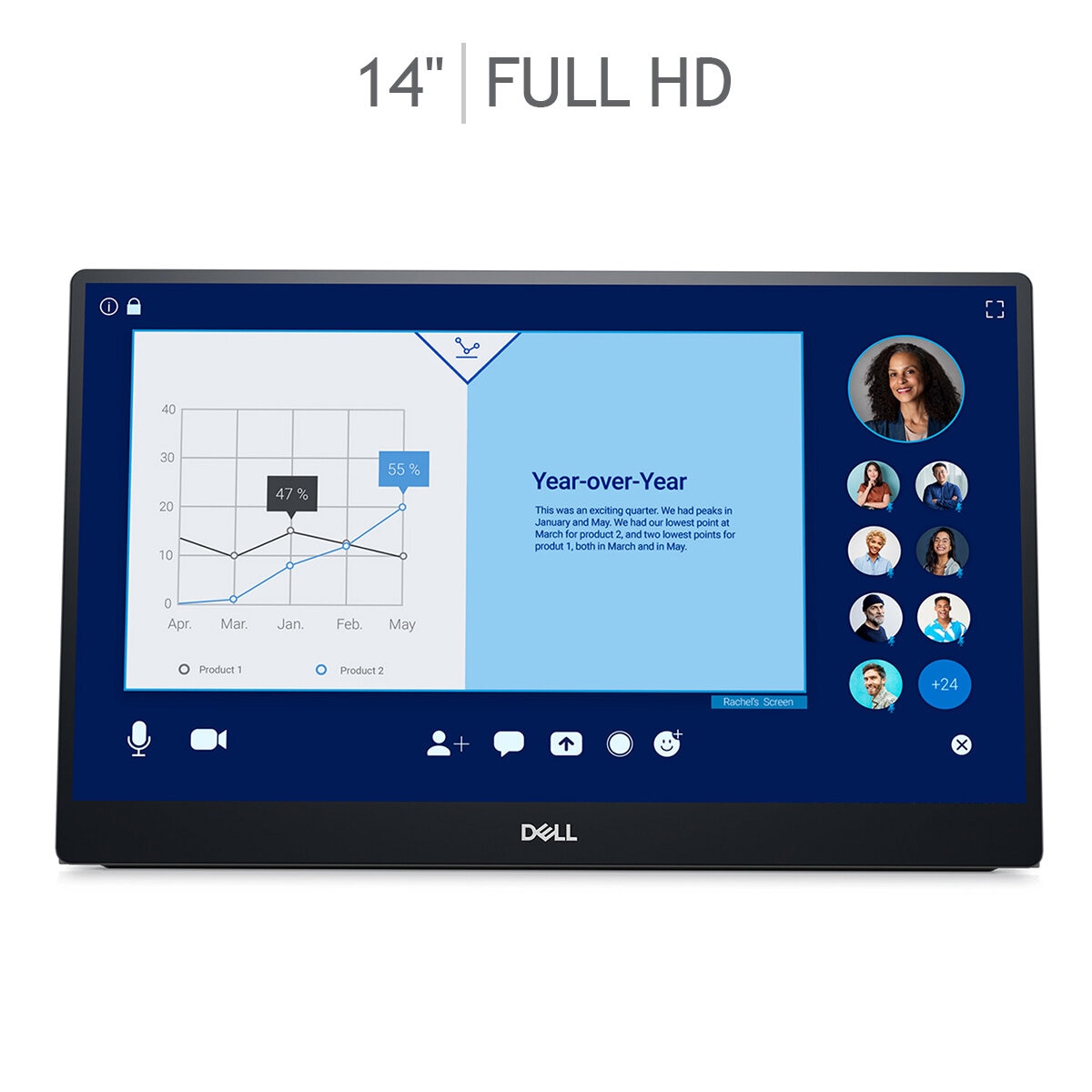 DELL Monitor Portátil 14" Full HD P1424H