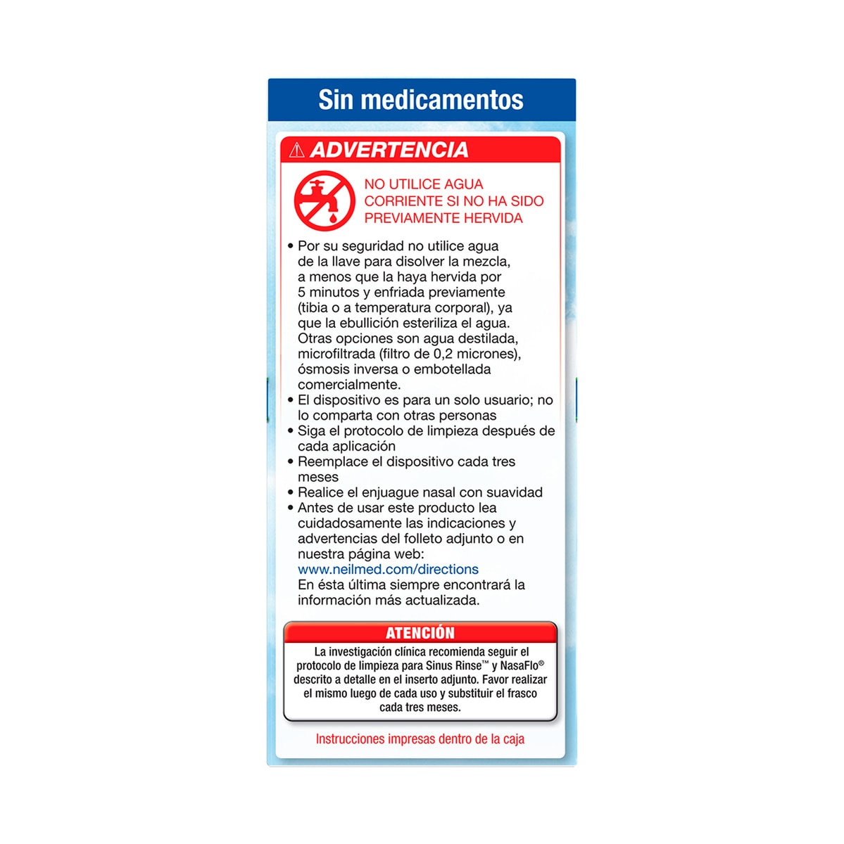 NeilMed Sinus Rinse Enjuague Nasal de Solución Salina con 60 Sobres + Frasco de enjuague de 240ml